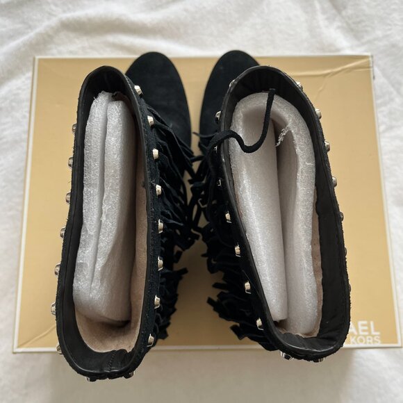 MICHAEL KORS FRINGE BLACK BOOTS - Picture 2 of 6